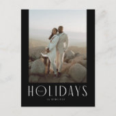 洗練されたブラックハッピーホリデーズフォト ポストカード (正面)