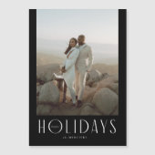 洗練されたブラックハッピーホリデーズフォト マグネット招待状 (正面)