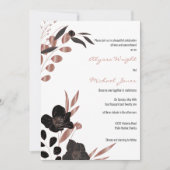 洗練されたブラックバラ金ゴールドフローラ結婚グラム 招待状 (正面)