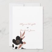 洗練されたブラックバラ金ゴールドフローラ結婚グラム 招待状 (裏面)