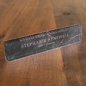 洗練されたブラックマーブルバラ金ゴールド デスクネームプレート (側面)