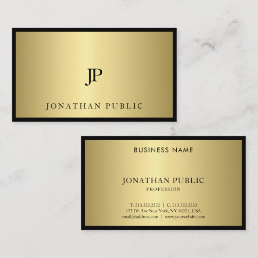 洗練されたブラック金ゴールドモノグラムグラモダンム素晴らし 名刺 (正面/裏面)