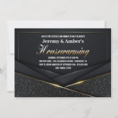 洗練されたブラック金ゴールド引っ越し祝いパーティーパーティー 招待状 (正面)