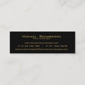 洗練されたブラック金ゴールド男らしスリムライン スキニー名刺 (裏面)