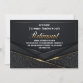 洗練されたブラック金ゴールド退職パーティー 招待状 (正面)