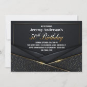 洗練されたブラック金ゴールド50th誕生日パーティー 招待状 (正面)