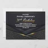 洗練されたブラック金ゴールド70th誕生日パーティー 招待状 (正面)