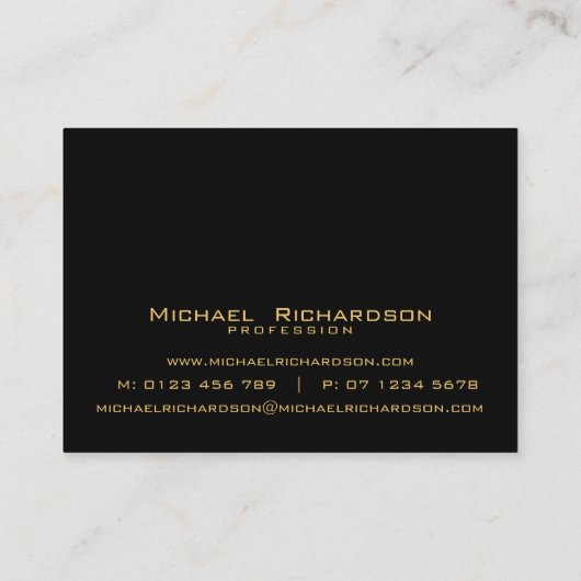 洗練されたブラック金ゴールド 男らし 名刺 (裏面)