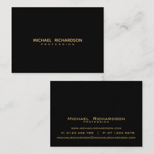 洗練されたブラック金ゴールド 男らし 名刺 (正面/裏面)