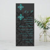 洗練されたブラック&アクア婚約パーティ 招待状 (スタンド正面)