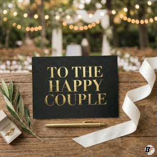 洗練されたブラック＆ゴールドのタイポグラフィー To The Happy Copl サンキューカード