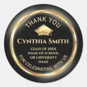 洗練されたブラック&ゴールドの卒業式 ラウンドシール (正面)