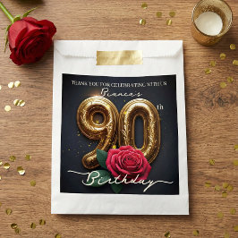 洗練されたブラック・ゴールド・レッドローズの90歳の誕生日 フェイバーバッグ