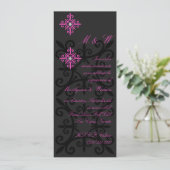 洗練されたブラック&ピンク婚約パーティ 招待状 (スタンド正面)