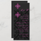 洗練されたブラック&ピンク婚約パーティ 招待状 (正面/裏面)