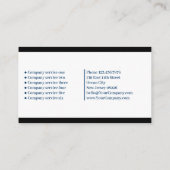 洗練されたブラック、ブルー、ホワイト企業 名刺 (裏面)