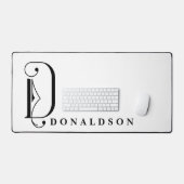 洗練されたブラック&ホワイトエレガントモノグラムD デスクマット (キーボード&マウス)