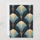 洗練されたブルーと金ゴールドアールデコブライダル 招待状 (裏面)