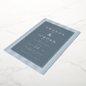 洗練されたブルーストライプの結婚式招待状 箔招待状 (回転した状態)