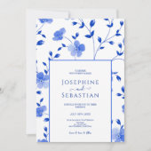 洗練されたブルーペリウニモダンクル結婚ズ 招待状 (正面)