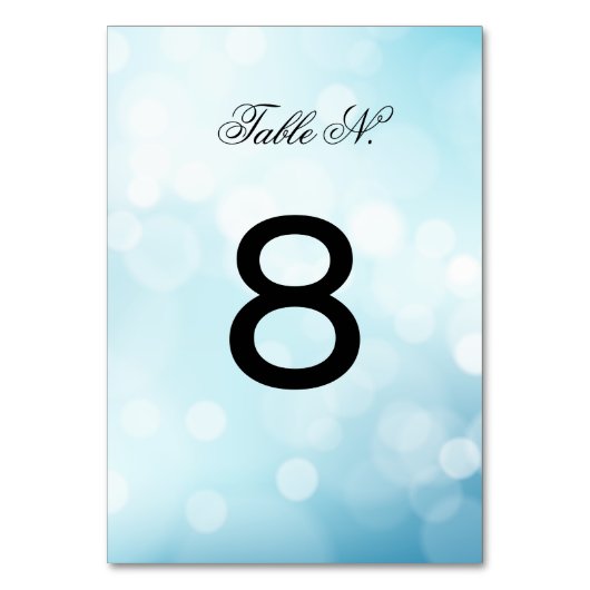 洗練されたブルー結婚グリッターのテーブル番号 テーブルナンバー (裏面)