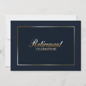 洗練されたブルー金ゴールド退職パーティー 招待状 (裏面)