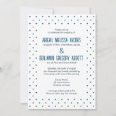 洗練されたブルー&ホワイトポルカドット披露宴 招待状 (正面)