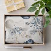 洗練されたブルー&金ゴールドクリスマスパターン 薄葉紙 (ギフト)