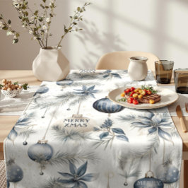洗練されたブルー&金ゴールドクリスマス ショートテーブルランナー