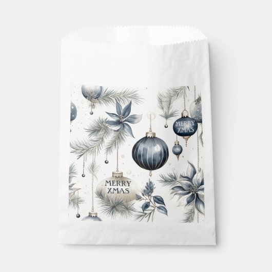 洗練されたブルー&金ゴールドクリスマス フェイバーバッグ (正面)