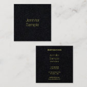 洗練されたプレミアムブラック金ゴールド文字 モダン スクエア名刺 (正面/裏面)