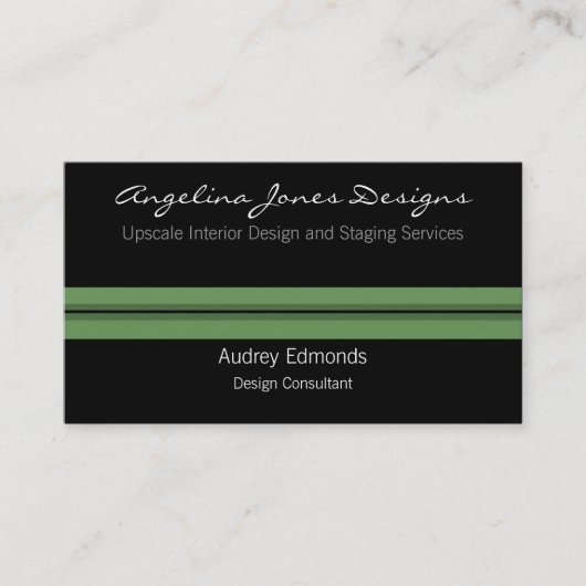 洗練されたプロフェッショナル名刺、セージグリーン 名刺 (正面)