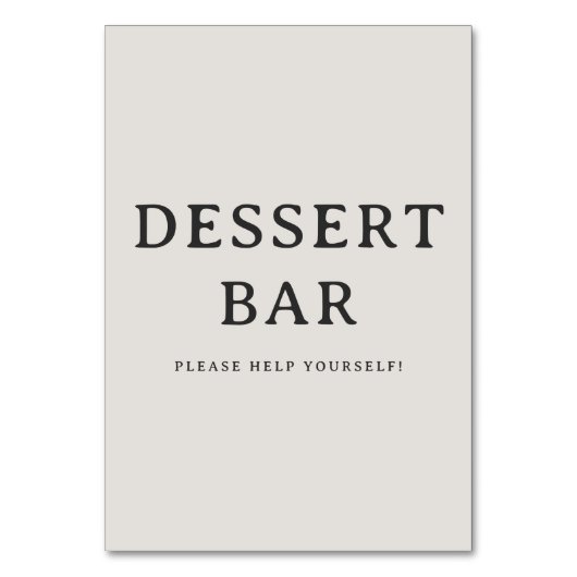 洗練されたベージュのテキストデザイン テーブルナンバー (正面)