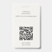 洗練されたベージュの金ゴールド羽モバイル公証人QR写真 バッジ (Back)