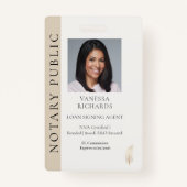 洗練されたベージュの金ゴールド羽モバイル公証人QR写真 バッジ (正面)