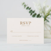洗練されたベージュのRSVPカード 出欠カード (スタンド正面)