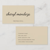 洗練されたベージュカルシブ文字 名刺 (正面/裏面)
