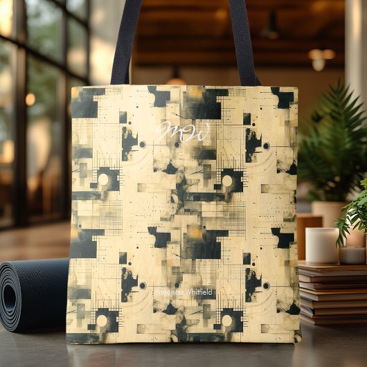 洗練されたベージュ抽象芸術パーソナライズされたトートバッグ トートバッグ