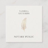 洗練されたベージュ金ゴールドフェザーシック公証人フォトQR スクエア名刺 (正面)