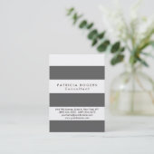 洗練されたホワイトグレーストライプのプロフェッショナル 名刺 (スタンド正面)