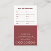 洗練されたホワイト&スモーキートパズヘアサロンロイヤリティ&スパ 予約カード (裏面)
