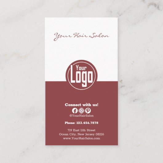 洗練されたホワイト&スモーキートパズヘアサロンロイヤリティ&スパ 予約カード (正面)