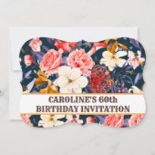 洗練されたボホフローラ60番目の誕生日招待状 招待状 (正面)