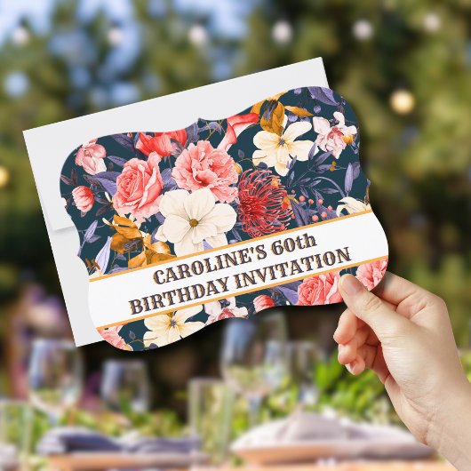 洗練されたボホフローラ60番目の誕生日招待状 招待状
