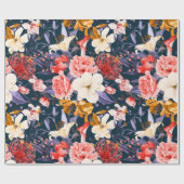 洗練されたボーホー フラワー パーティー ラッピングペーパー (フラット)