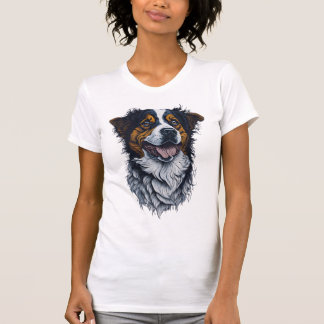 洗練されたポーチの肖像画 トレンディな犬の頭のアート Tシャツ