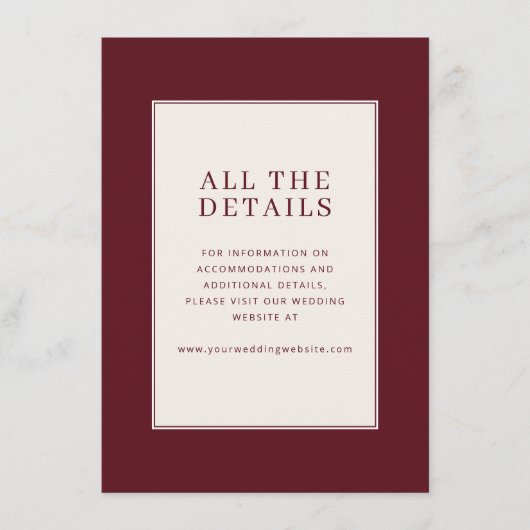 洗練されたマルーンミニマリストカード エンクロージャーカード (正面)