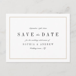 洗練されたミニマリストの結婚式は日付を保存 案内ポストカード