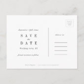 洗練されたミニマリストの結婚式は日付を保存 案内ポストカード (裏面)