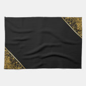 洗練されたミニマリストブラックと金ゴールド キッチンタオル (横)
